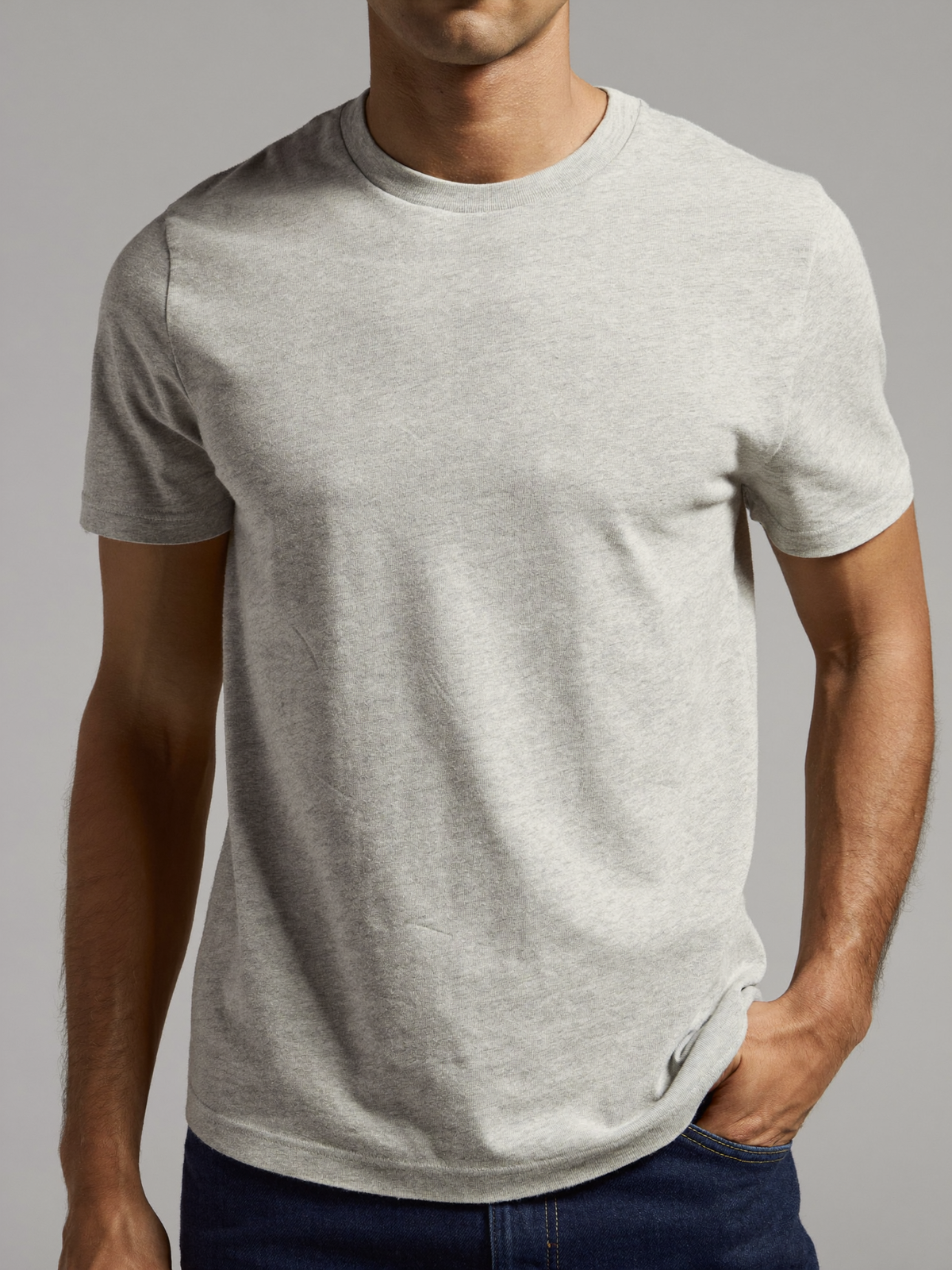 Essential Crew Tee — Heather Grey