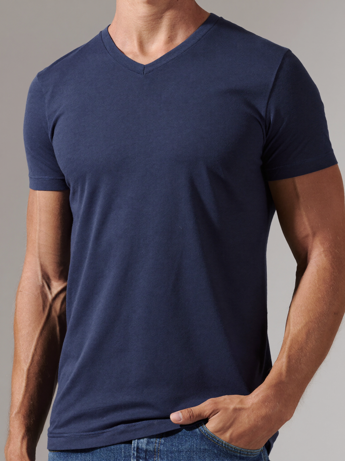 Essential V-Neck Tee — Navy