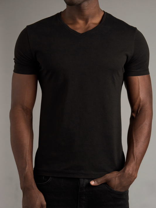 Essential V-Neck Tee — Black