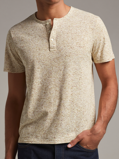 Short Sleeve Henley — Oatmeal