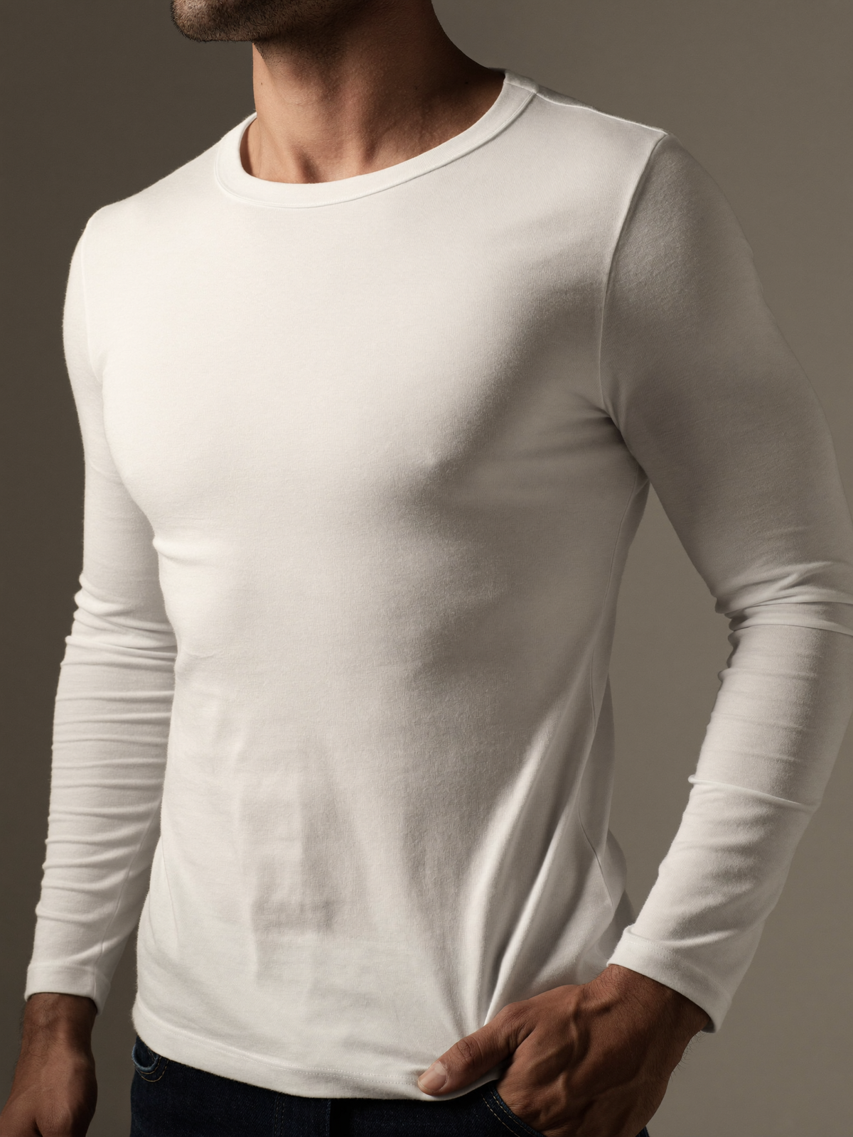Long Sleeve Crew — White