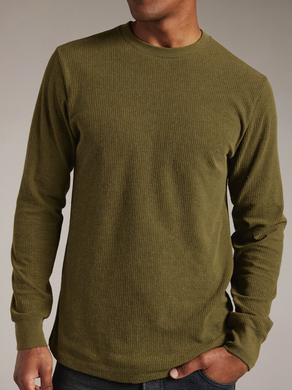 Waffle Knit Crew — Moss