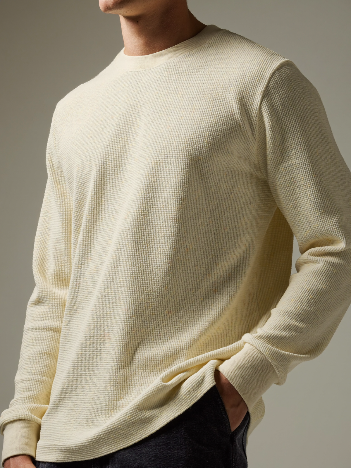 Waffle Knit Crew — Cream