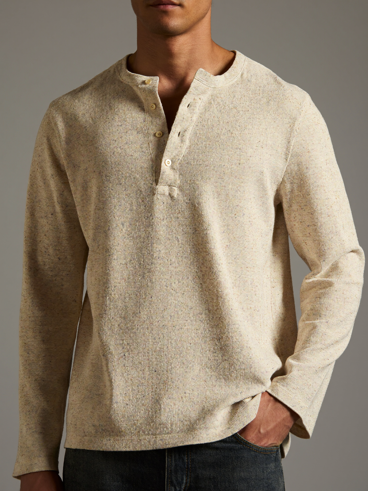 Long Sleeve Henley — Oatmeal