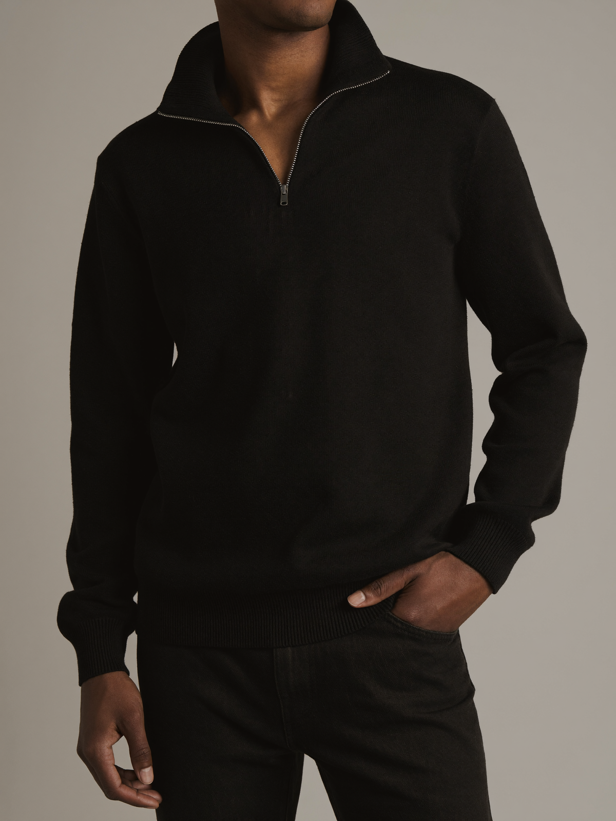 Quarter-Zip Pullover — Black