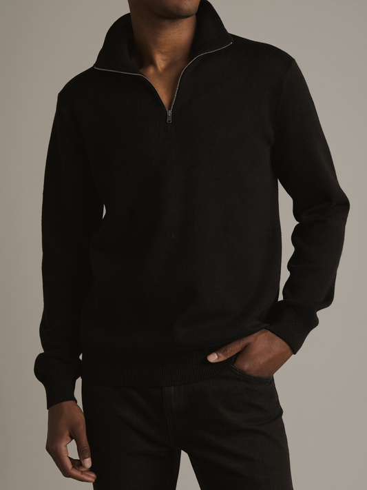 Quarter-Zip Pullover — Black