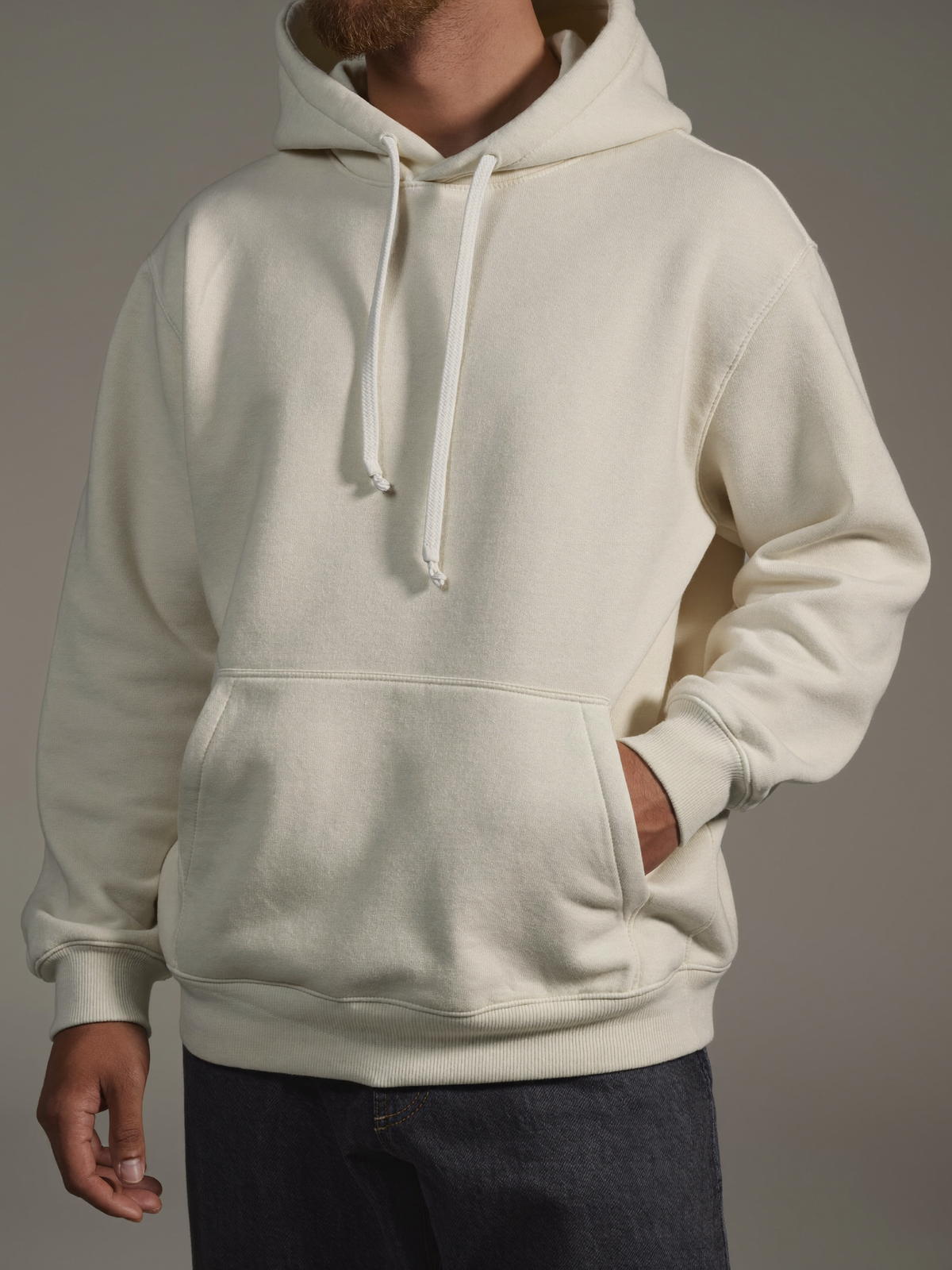 Fleece Hoodie — Bone