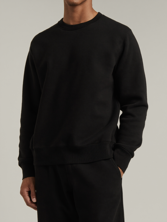 Fleece Crewneck Sweatshirt — Black